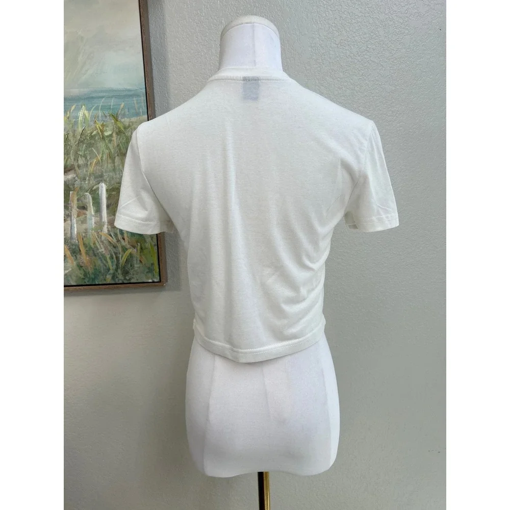 White Halloween Cowboy Ghost Crop Top Tee Pink Hat Boots Size M US‎ 6